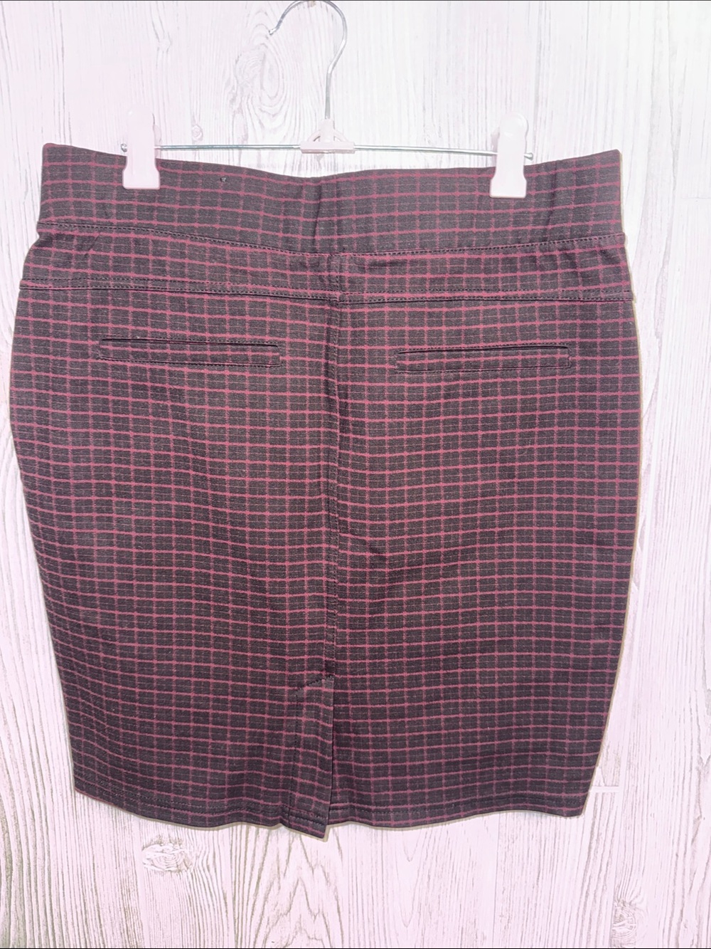 Liverpool Jeans Company Brick Red and Black Plaid Pencil Skirt - Picture 5 of 9